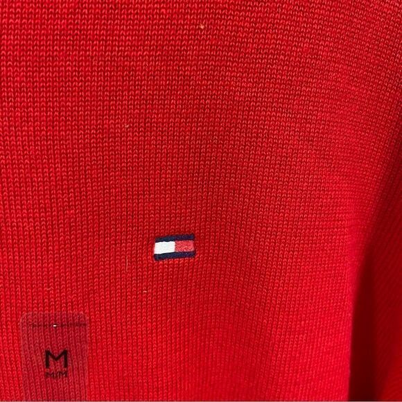 Brand New Without Tags Mens Tommy Hilfiger Red V Neck Cotton Sweater Size Medium - Picture 8 of 10